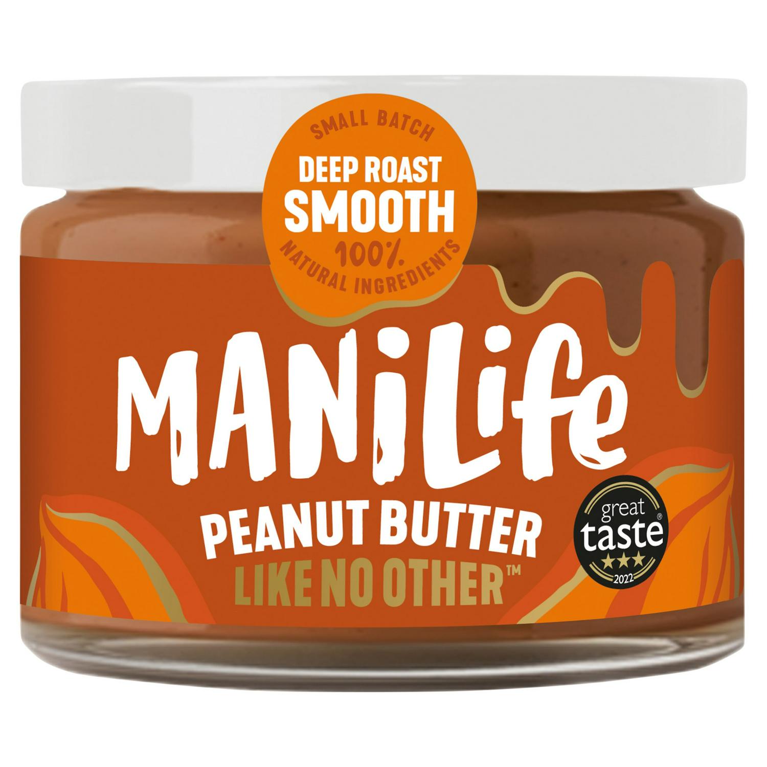 Manilife smooth peanut butter deep roast 275g, imported from the UK