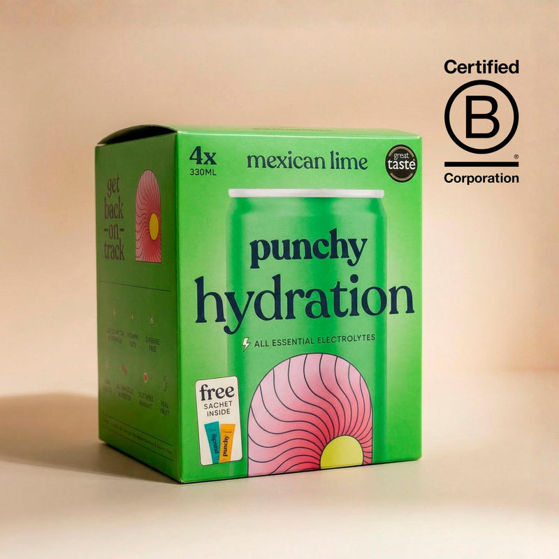 Punchy Mexican Lime Hydration Drink 4 x 330ml, imported from the UK