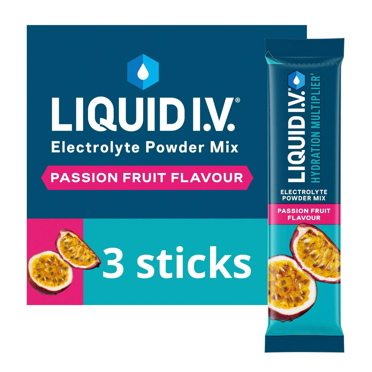 Liquid I.V. Hydration Multiplier Powder Passion Fruit 3 Sachets, UK version