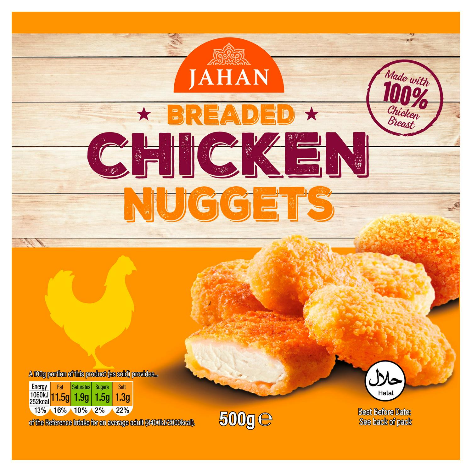 Jahan breaded chicken nuggets 500g pack, UK version