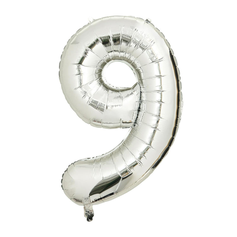 Sainsbury's Home Number 9 Silver Foil Balloon 34 inch (British brand)