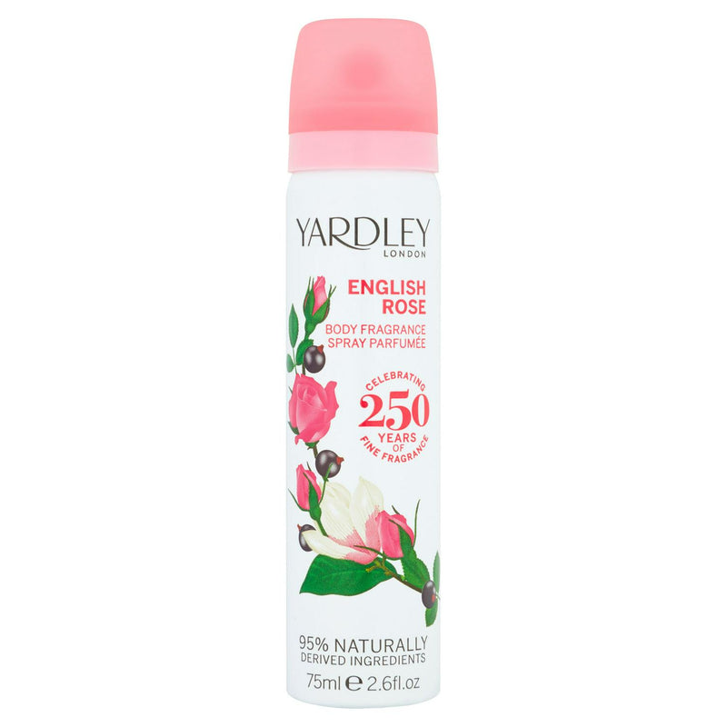 Yardley English Rose body spray 75ml aerosol container (British brand)