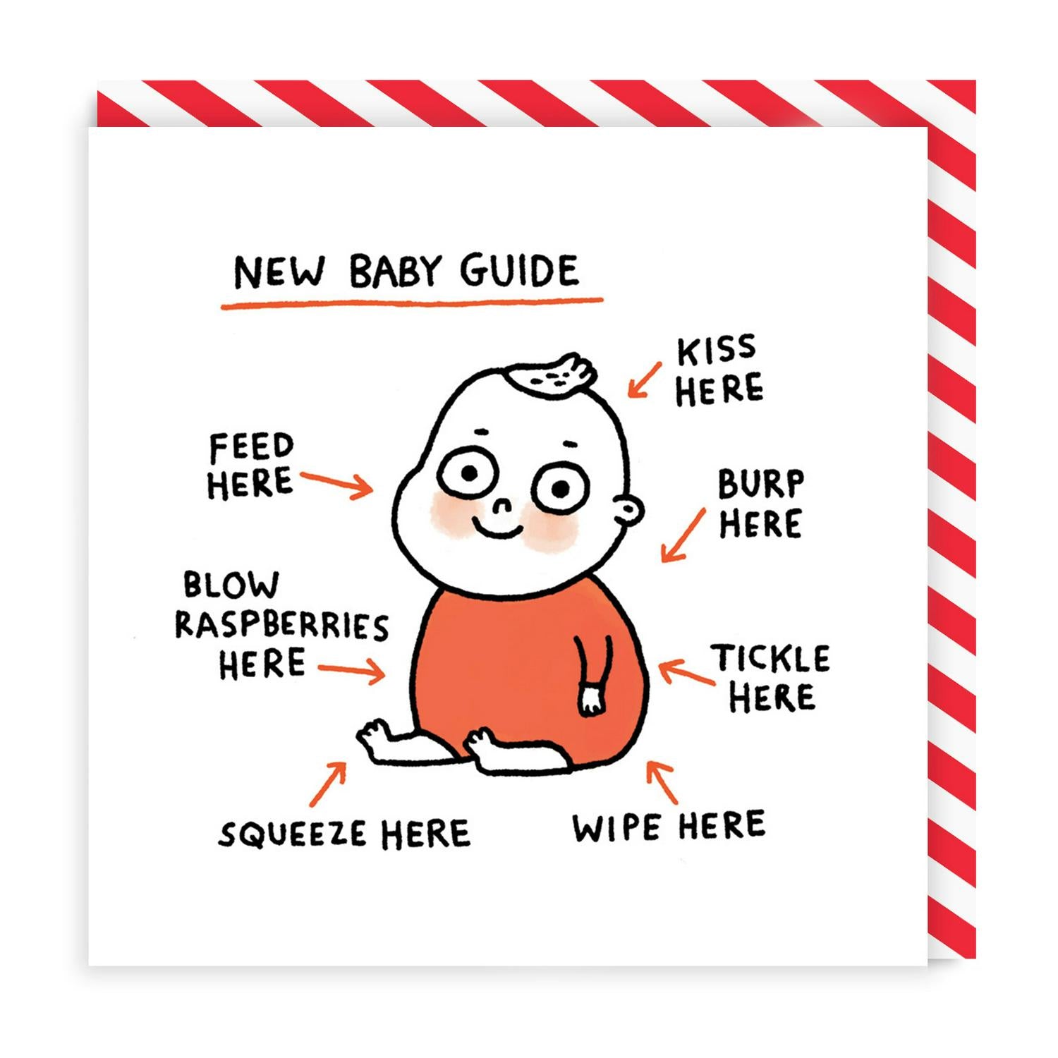 New Baby Guide Greeting Card blank 21cm square imported from the UK