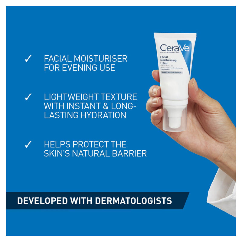 CeraVe PM Facial Moisturising Lotion No SPF 52ml - British product