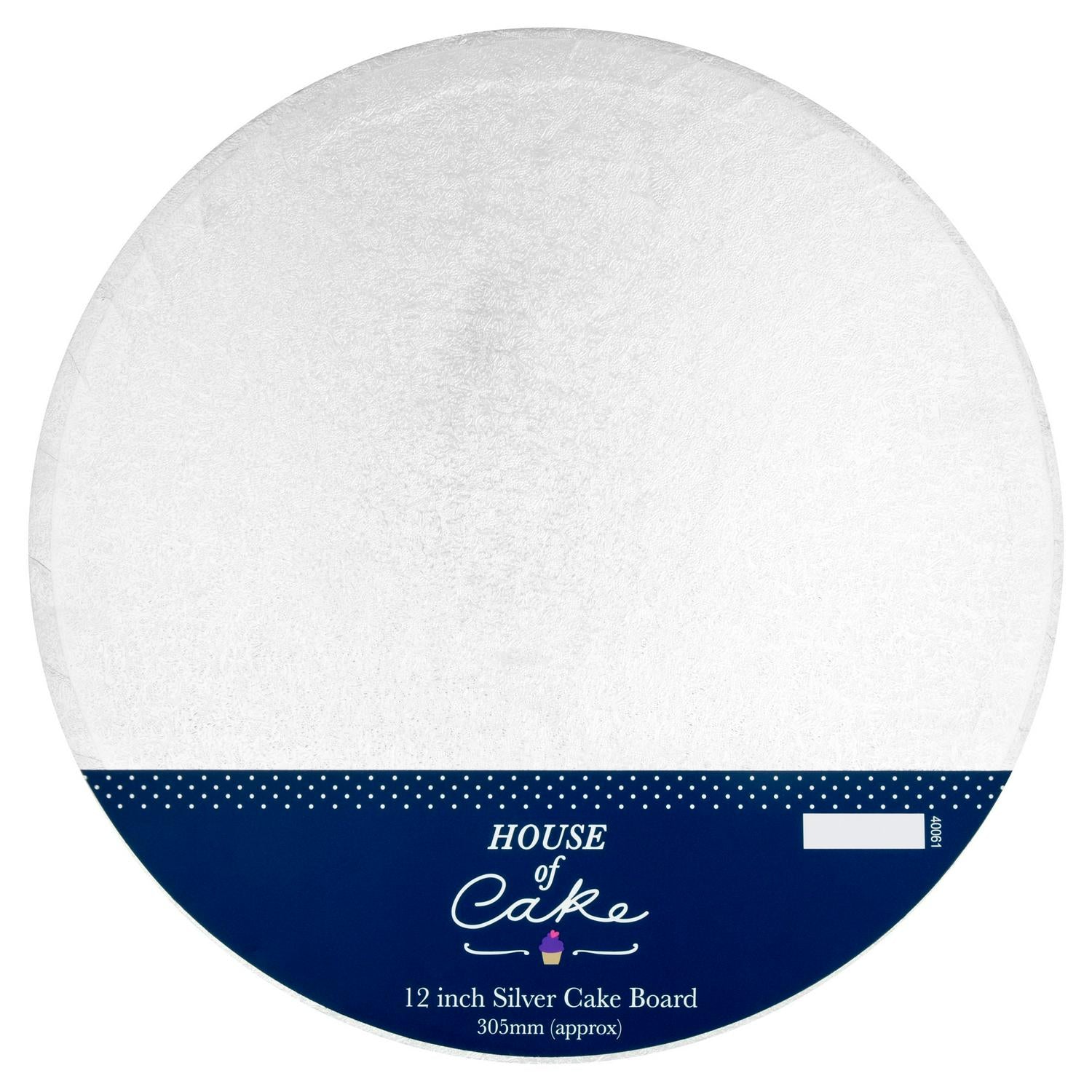 House of Cake round silver cake board 12 inch, UK version