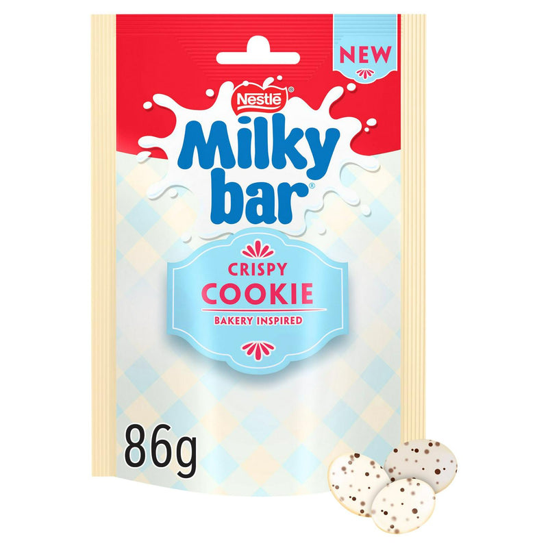 Milkybar Buttons Crispy Cookie White Chocolate 86g, imported from the UK