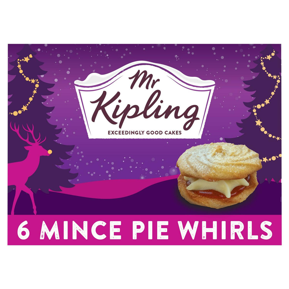 Mr Kipling Christmas Mince Pies Whirls Cakes Pack x6