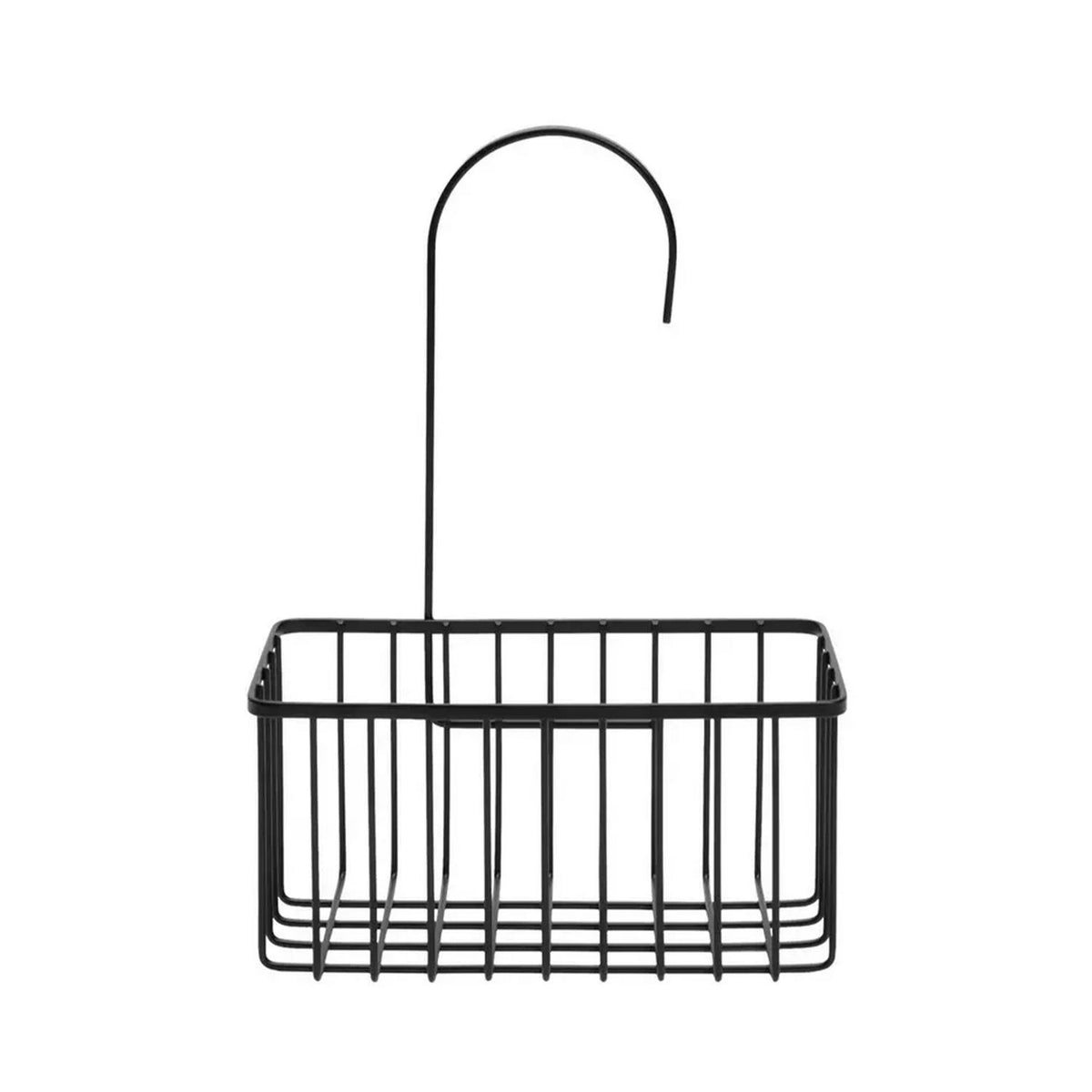 Metal Shower Basket with Hook, 27.88cm x 19.54cm x 10cm, Black