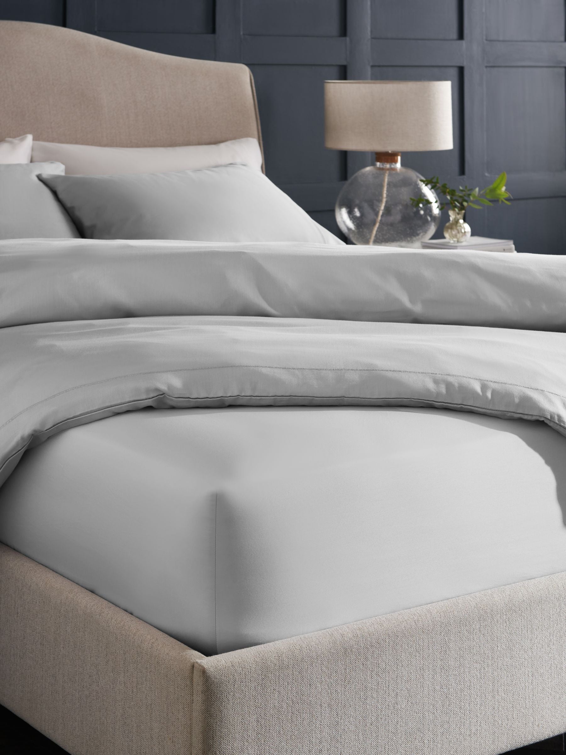 Silver grey deep fitted sheet with 300 thread count (British brand)