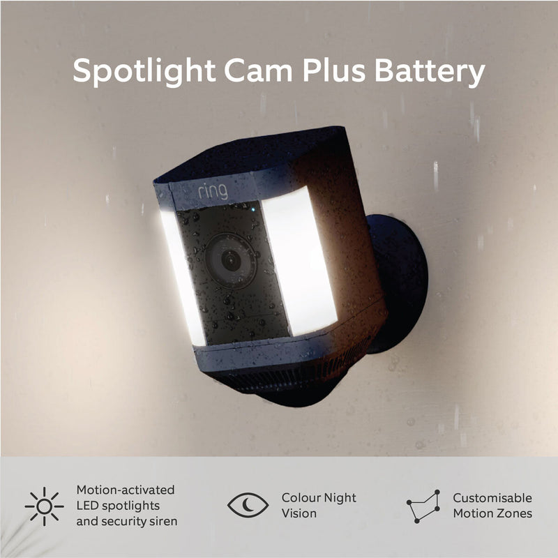 Ring Battery Spotlight Cam Black 2 Pack, imported from the UK