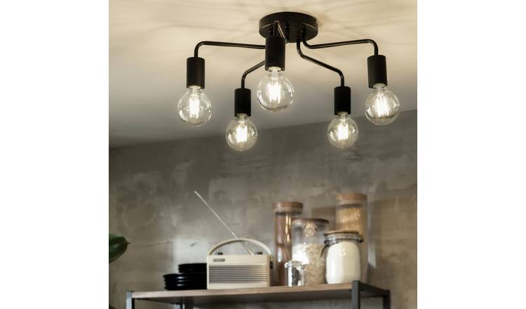 Argos Rayner black flush ceiling light with 5 bulbs - British product