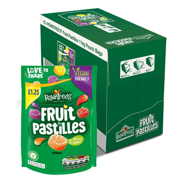 Rowntree's Fruit Pastilles Mixed Flavour 10 x 114g, imported from the UK