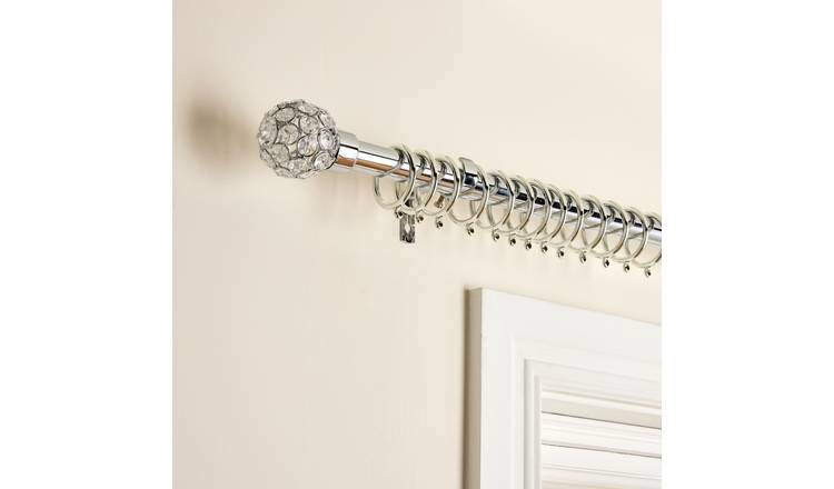 Argos Home chrome extendable curtain pole 110cm to 300cm - British product