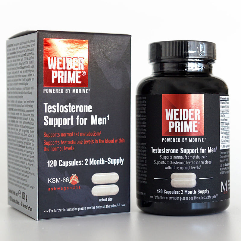 Weider Prime Testosterone Support for Men supplement 120 Count (British brand)