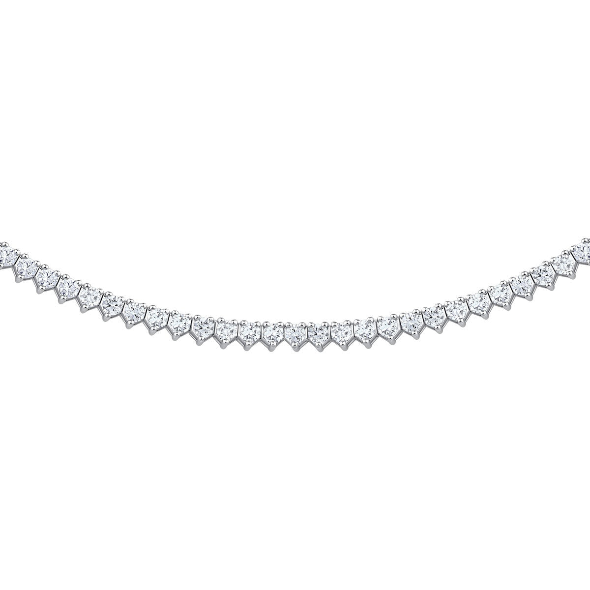 Costco diamond tennis necklace round brilliant cut 14ct white gold 5.00ctw 45.7cm, imported from the UK