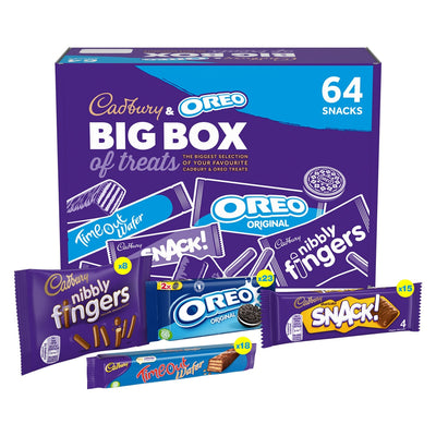 Cadbury Oreo Big Box of Treats Chocolate and Biscuit Snack Assortment 64 Pack