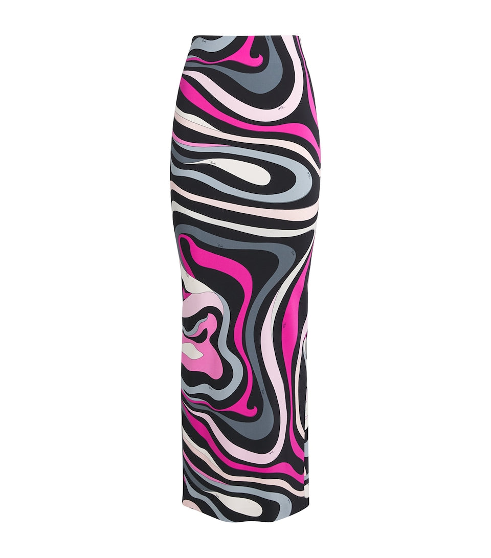 Plunge Neck Swimsuit with All-Over Print in Nylon and Elastane