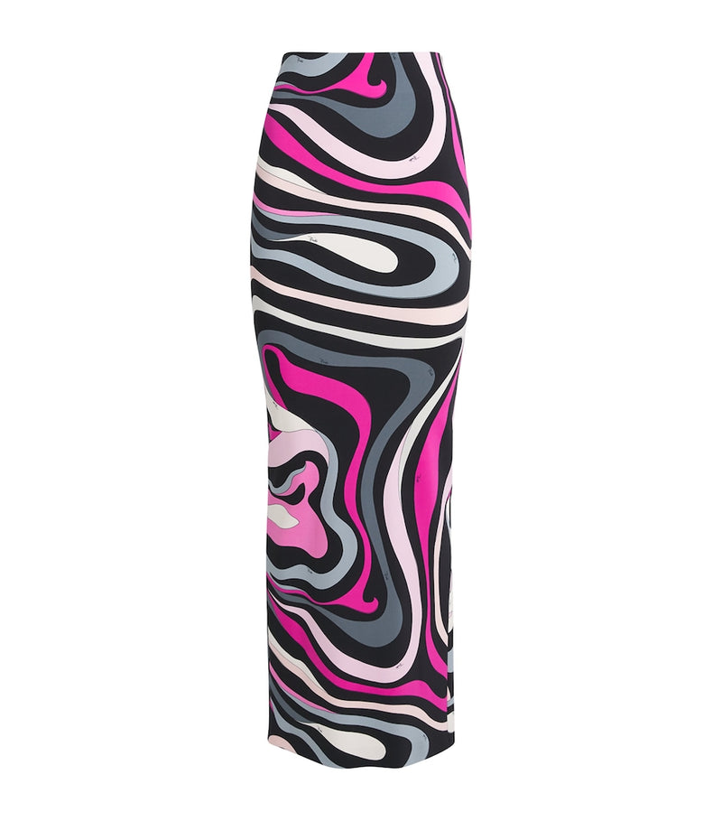 Plunge Neck Swimsuit with All-Over Print in Nylon and Elastane