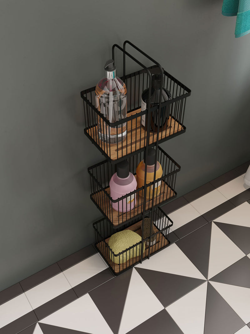 Croydex freestanding black 3 tier bathroom storage caddy - British product