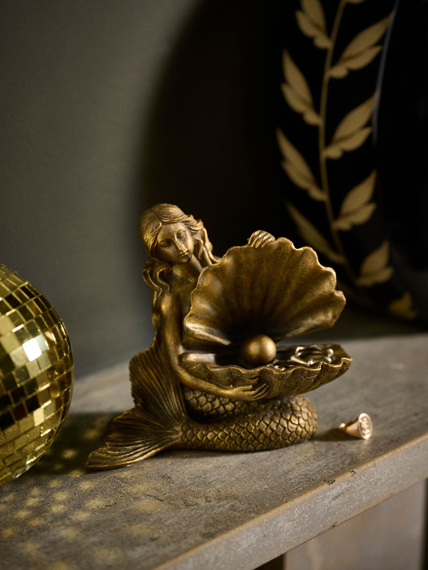 Rockett St George gold mermaid trinket dish 14cm, imported from the UK