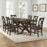 Extending Solid Hardwood Dining Table with 6 Cross Back Chairs