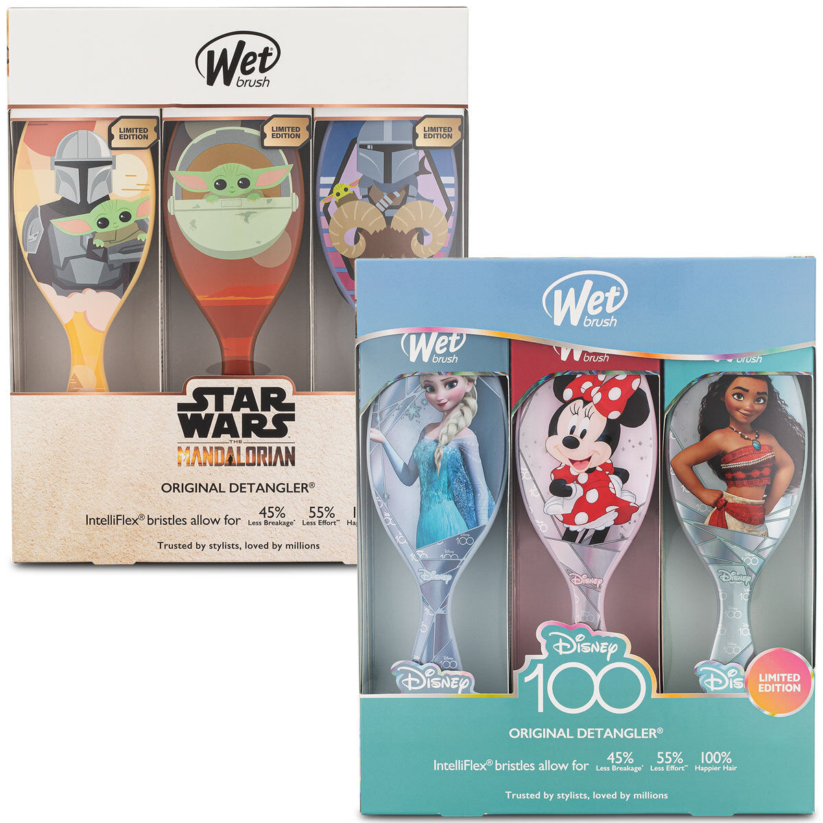 Wet Brush detangler set with Disney or Star Wars designs 3 pack (British brand)
