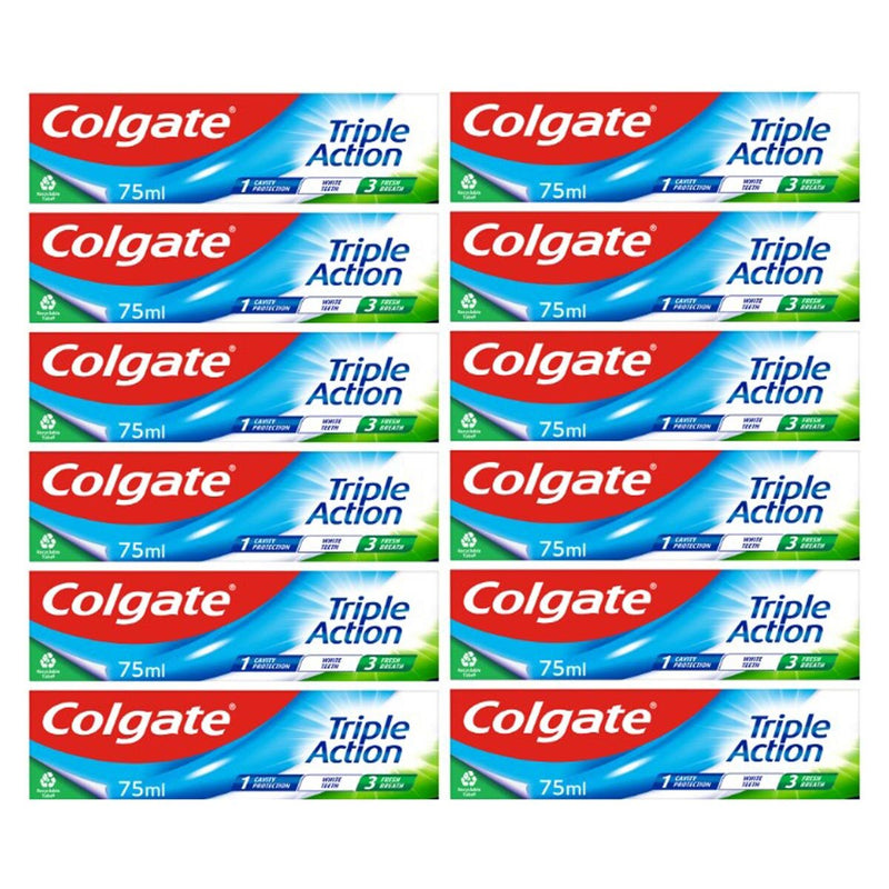 Colgate Triple Action Toothpaste 12 x 75ml - British product