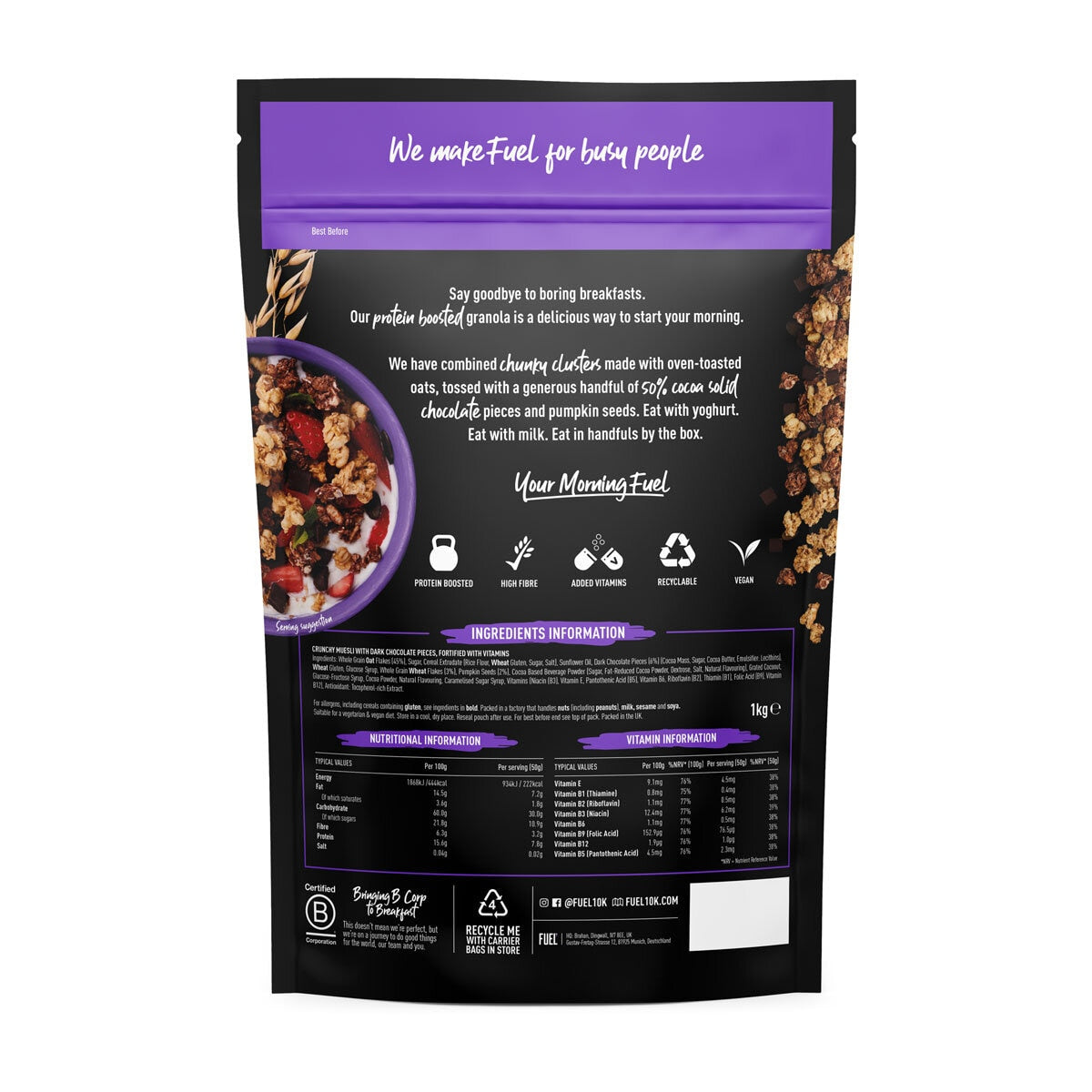 Fuel 10k chocolate granola 1kg - British product
