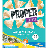 Proper Chips BBQ and Salt & Vinegar crisps 32x14g, imported from the UK