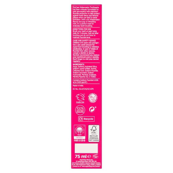 ProCare watermelon mint toothpaste 75ml, imported from the UK