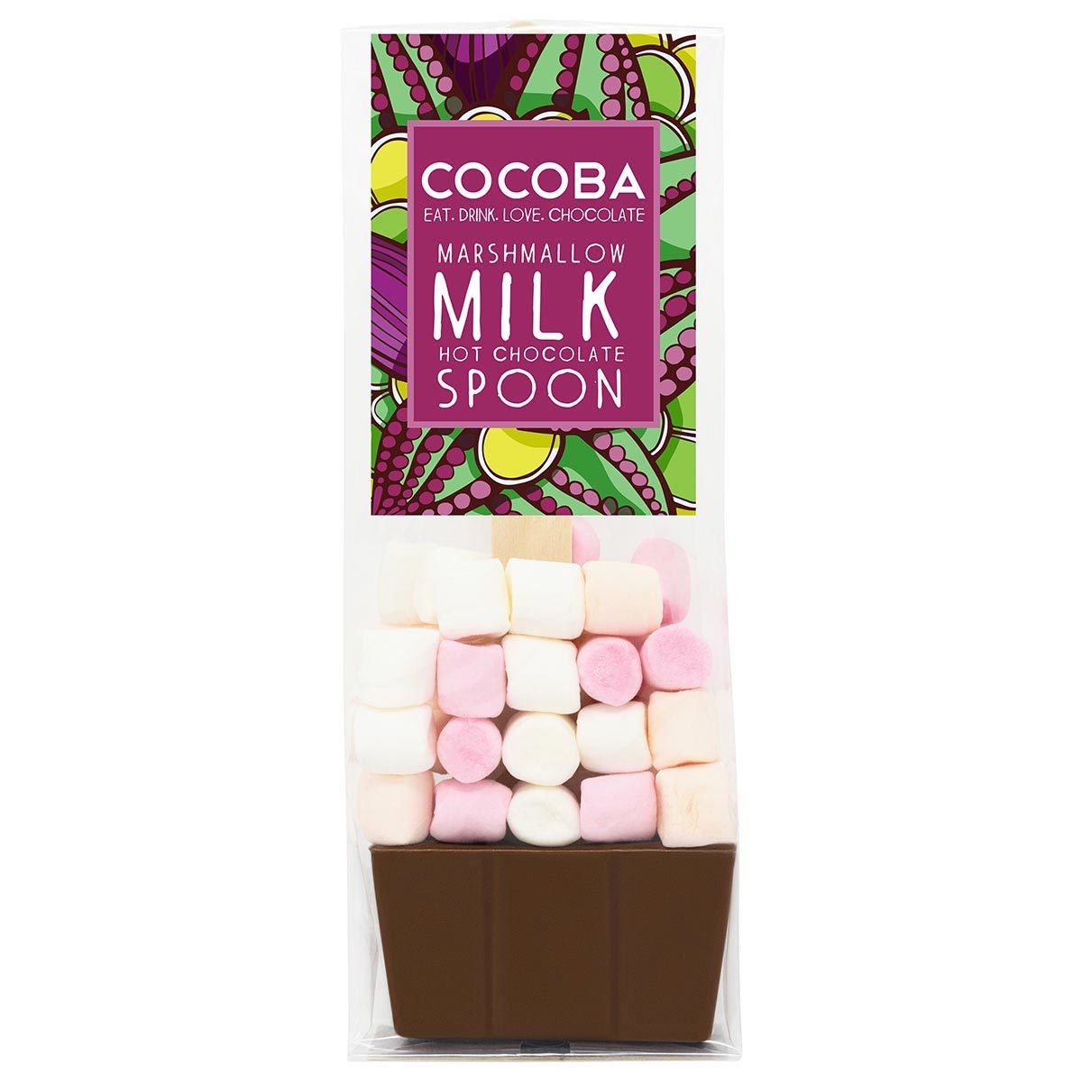 Cocoba milk chocolate hot chocolate spoons with marshmallows 20 x 50g - British product