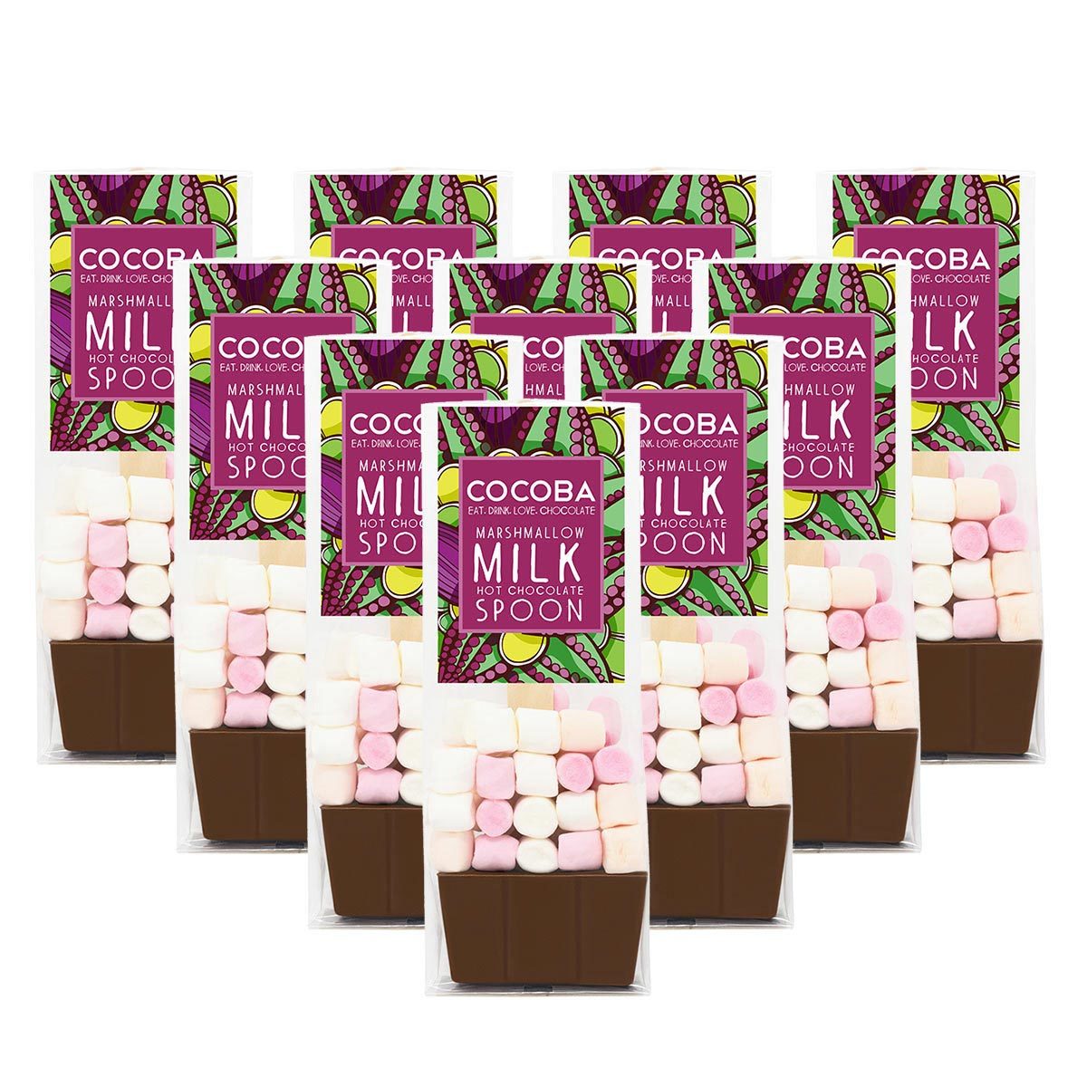 Cocoba milk chocolate hot chocolate spoons with marshmallows 20 x 50g - British product
