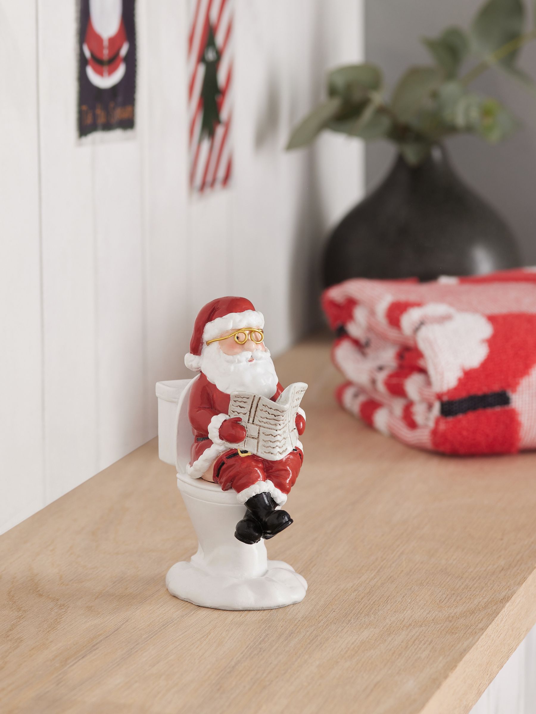 Red Christmas Santa Bathroom Ornament