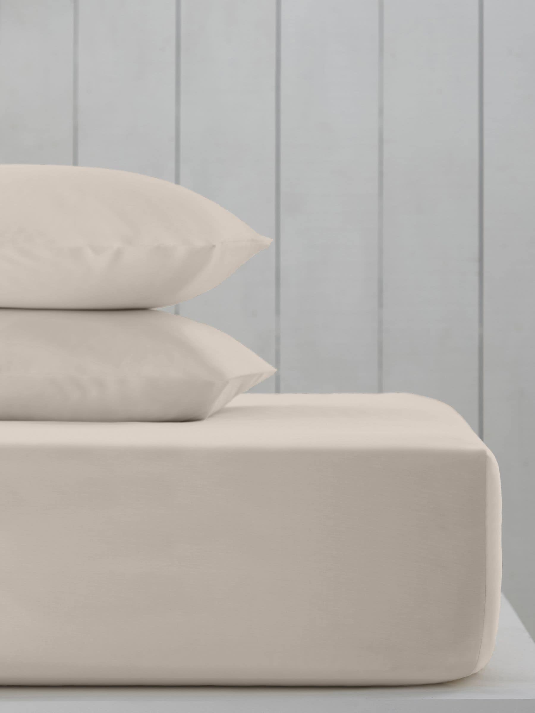 Stone Cotton Rich Deep Fitted Bed Sheet