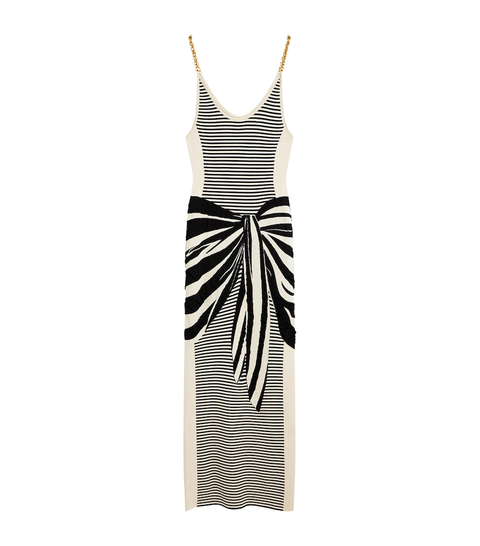 Plunge Neck Swimsuit with All-Over Print in Nylon and Elastane