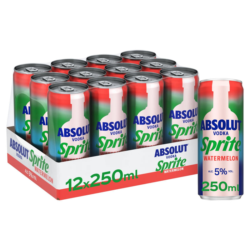 Absolut Vodka & Sprite Watermelon 12 x 250ml - British product