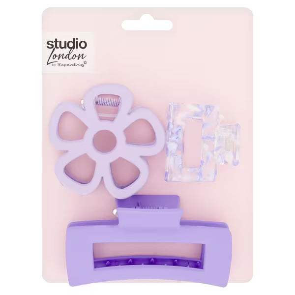 DNR Studio London claw clips purple 3 pack - British product