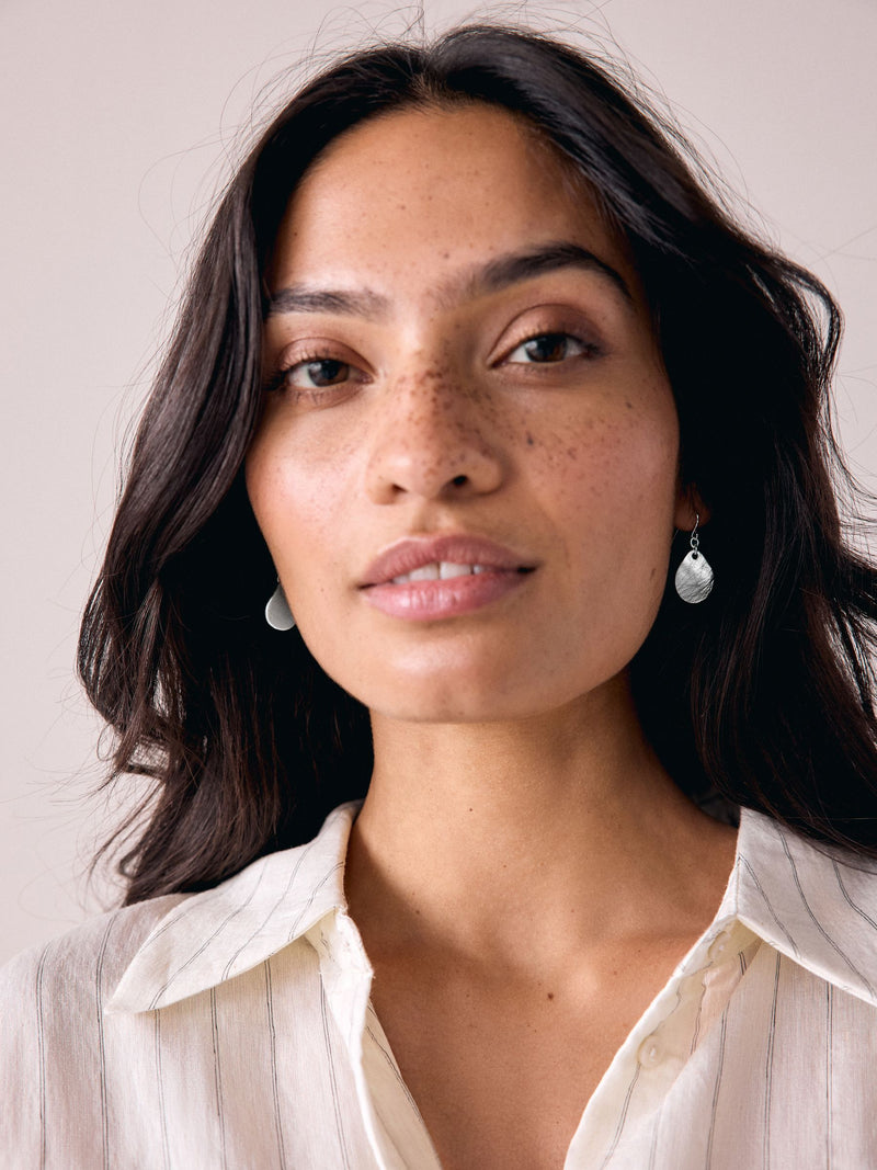 Silver tone petal drop earrings (British brand)