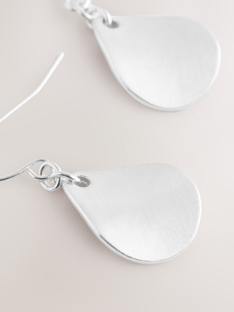 Silver tone petal drop earrings (British brand)