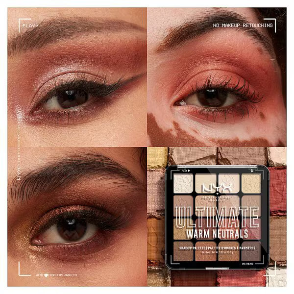 NYX shadow palette warm neutrals 16 pan, imported from the UK