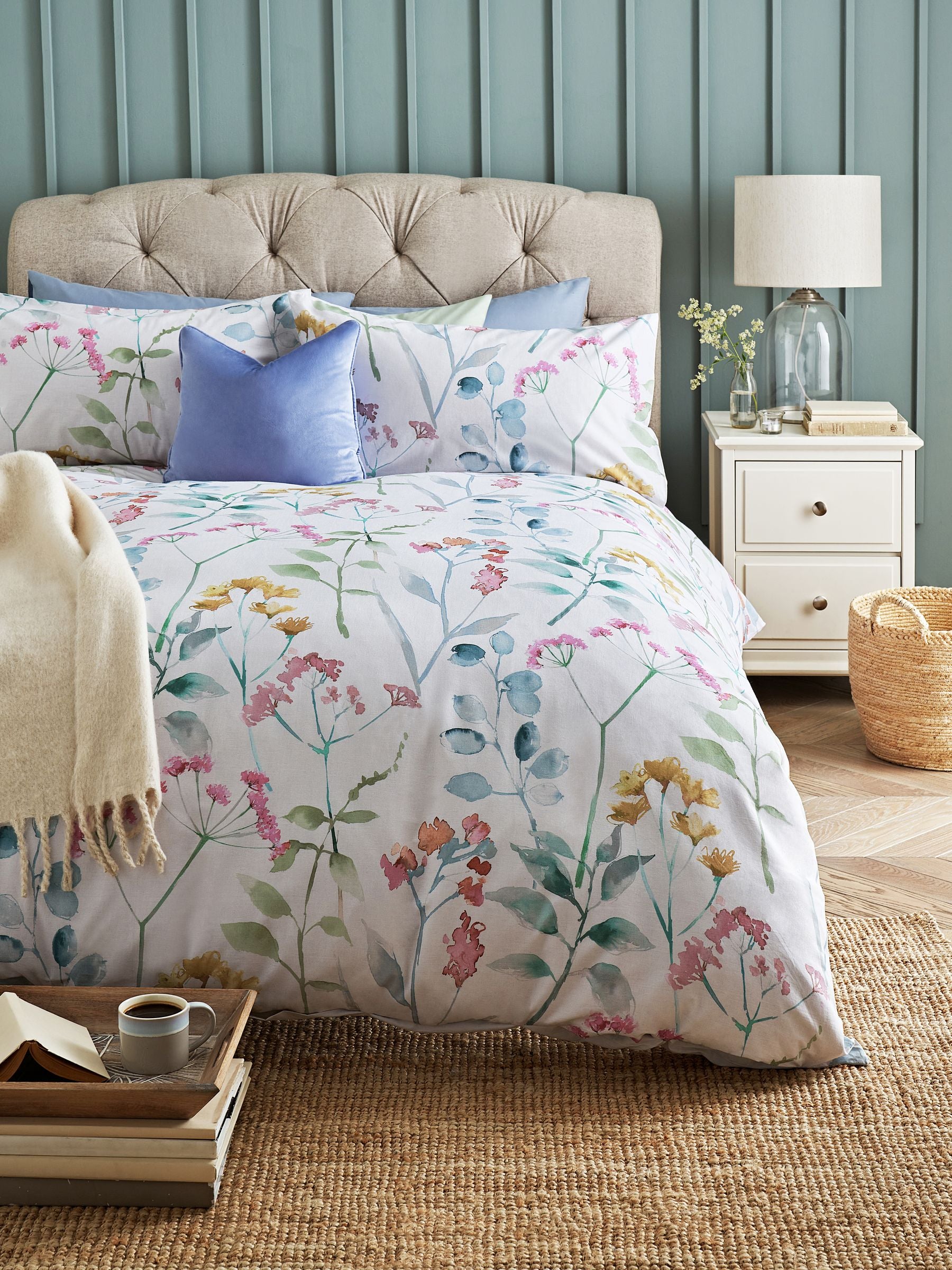 Pastel Isla floral duvet cover set, imported from the UK