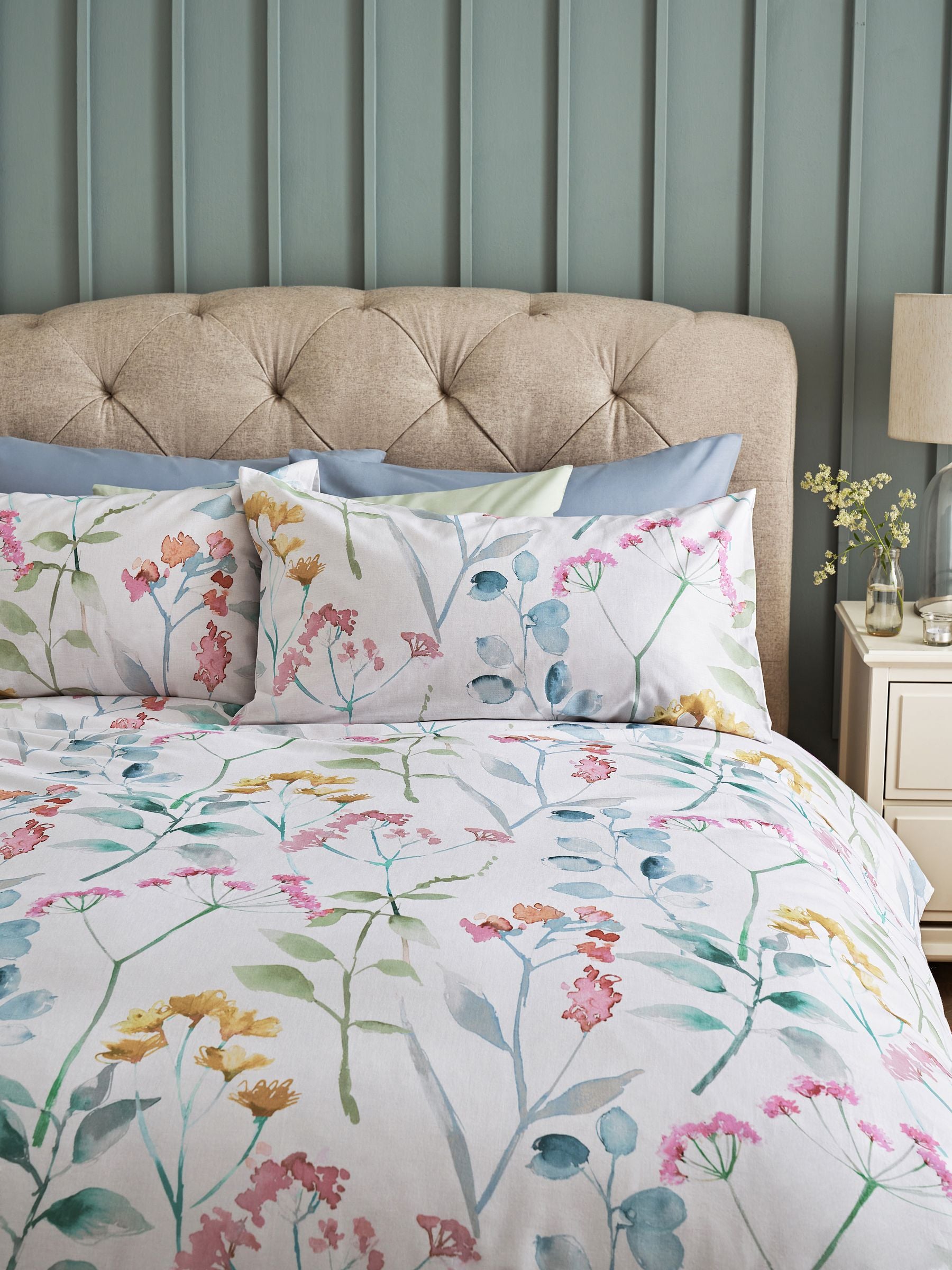 Pastel Isla floral duvet cover set, imported from the UK