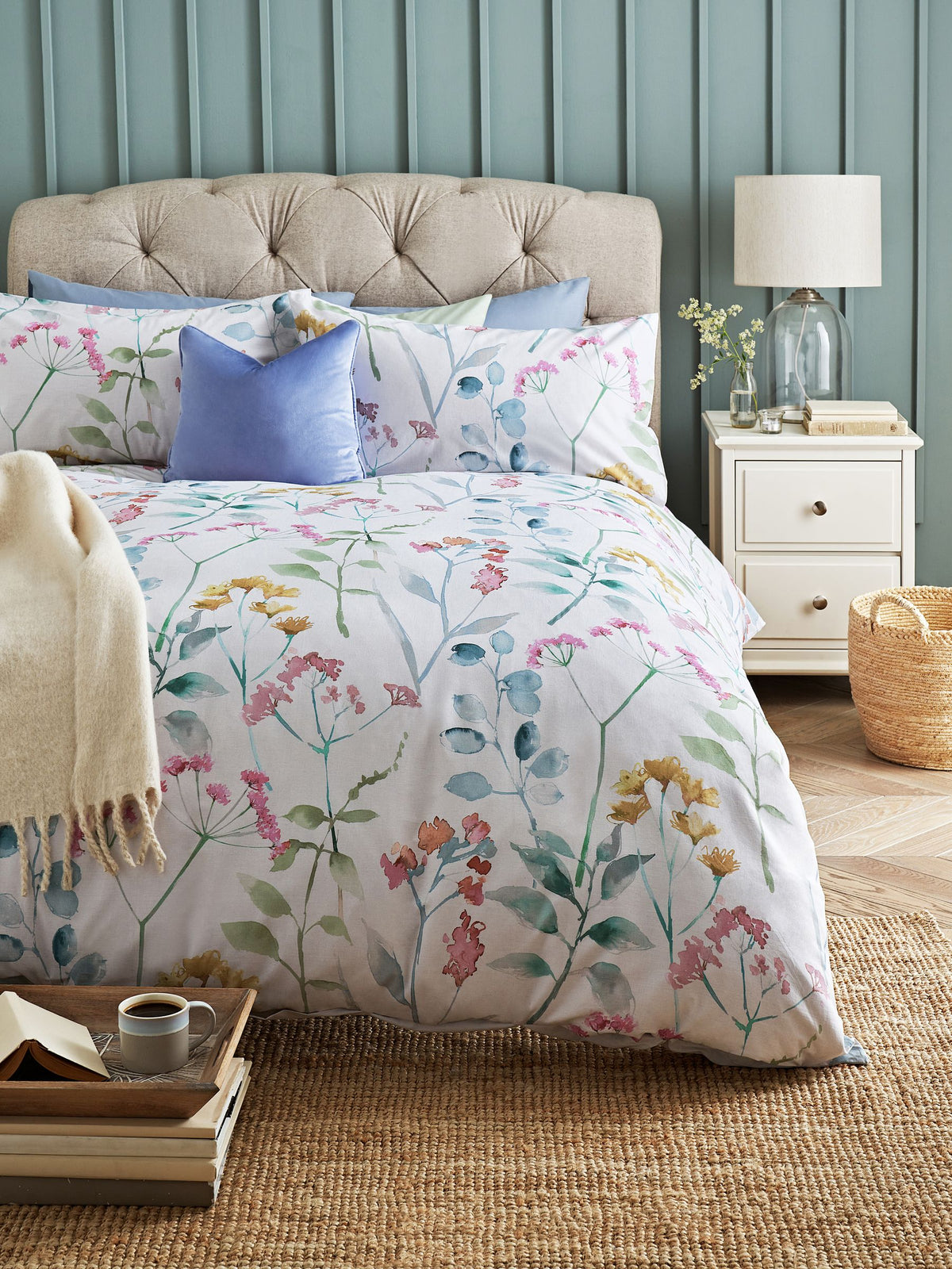 Pastel Isla floral duvet cover set, imported from the UK