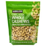 Kirkland Signature organic whole unsalted cashews 1.13kg, UK version