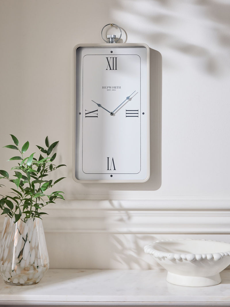 Brompton grey rectangular wall clock (53x25.5x5cm), UK version