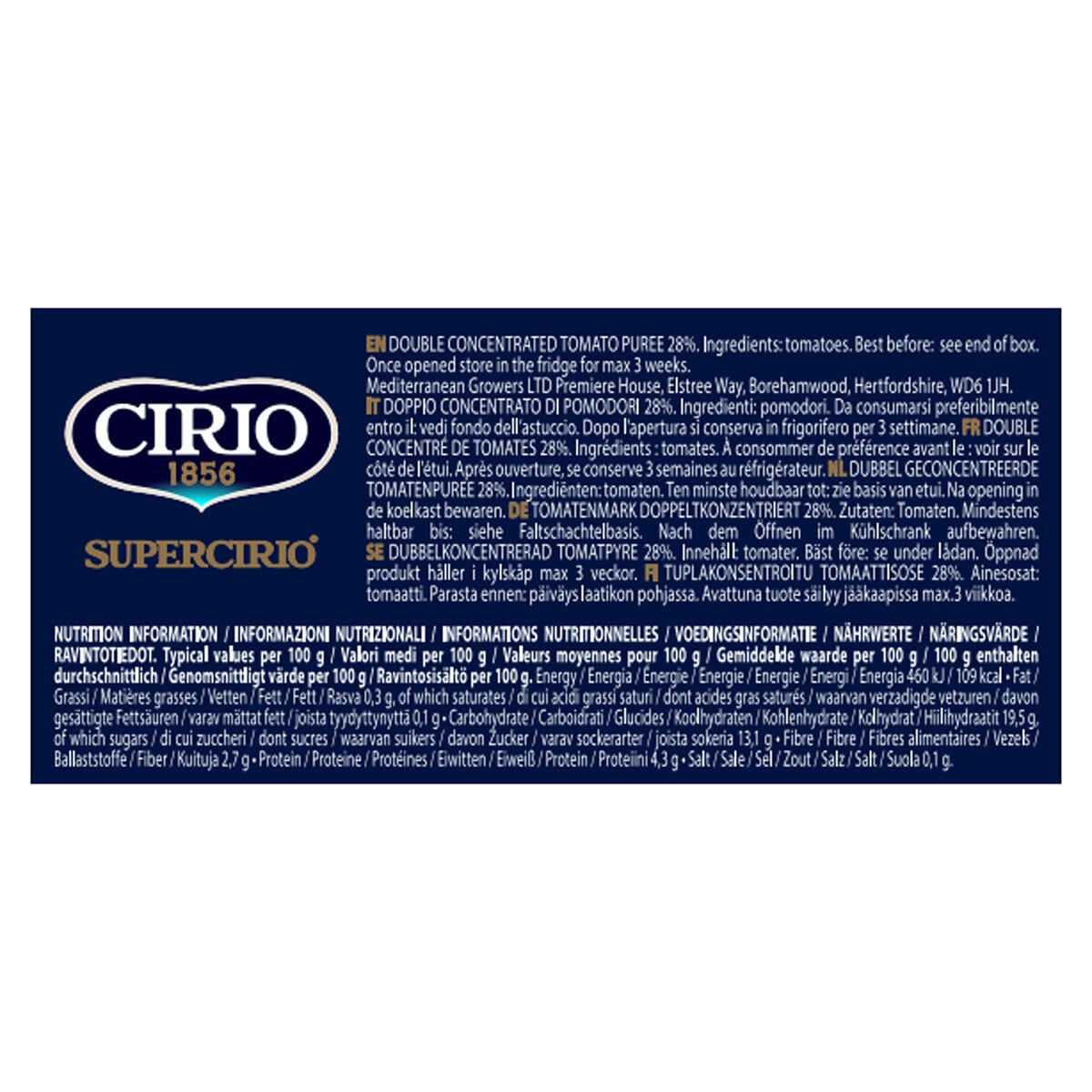 Cirio Tomato Puree Tube 12 x 140g - British product