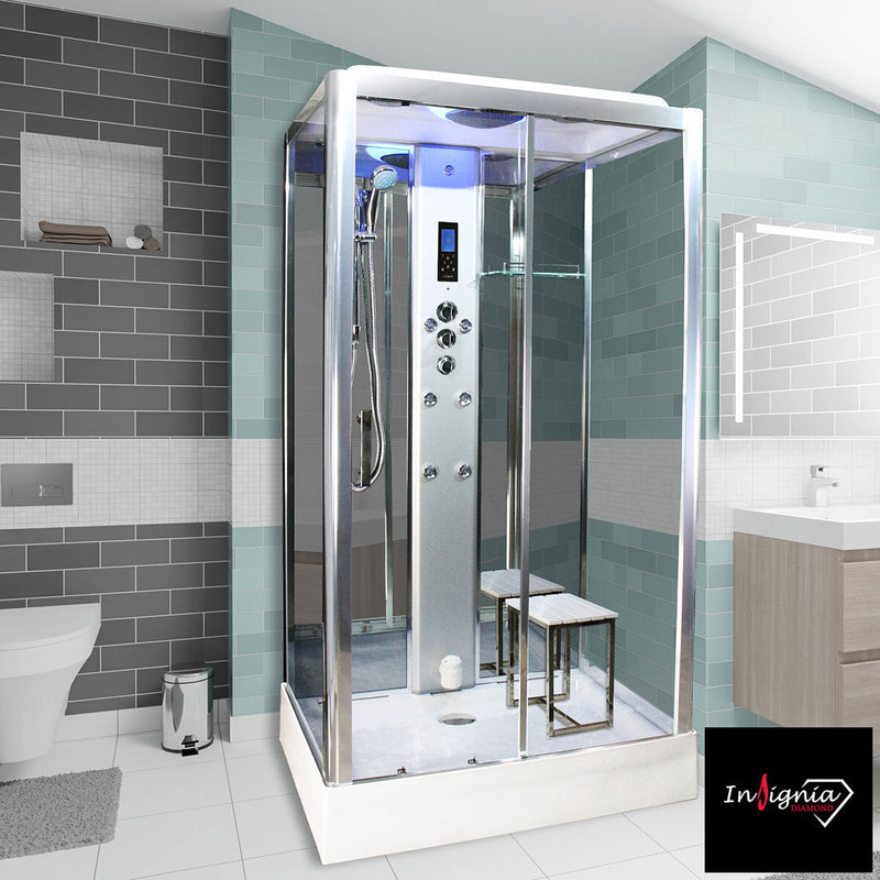 Insignia Diamond rectangular steam shower 1050 x 850mm, UK version