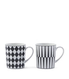 Prada porcelain mugs checkerboard and stripes set of 2, imported from the UK
