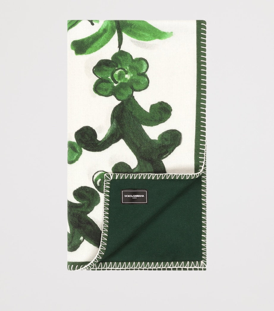 Dolce&Gabbana Casa wool-silk Majolica print throw 140cm x 180cm - British product