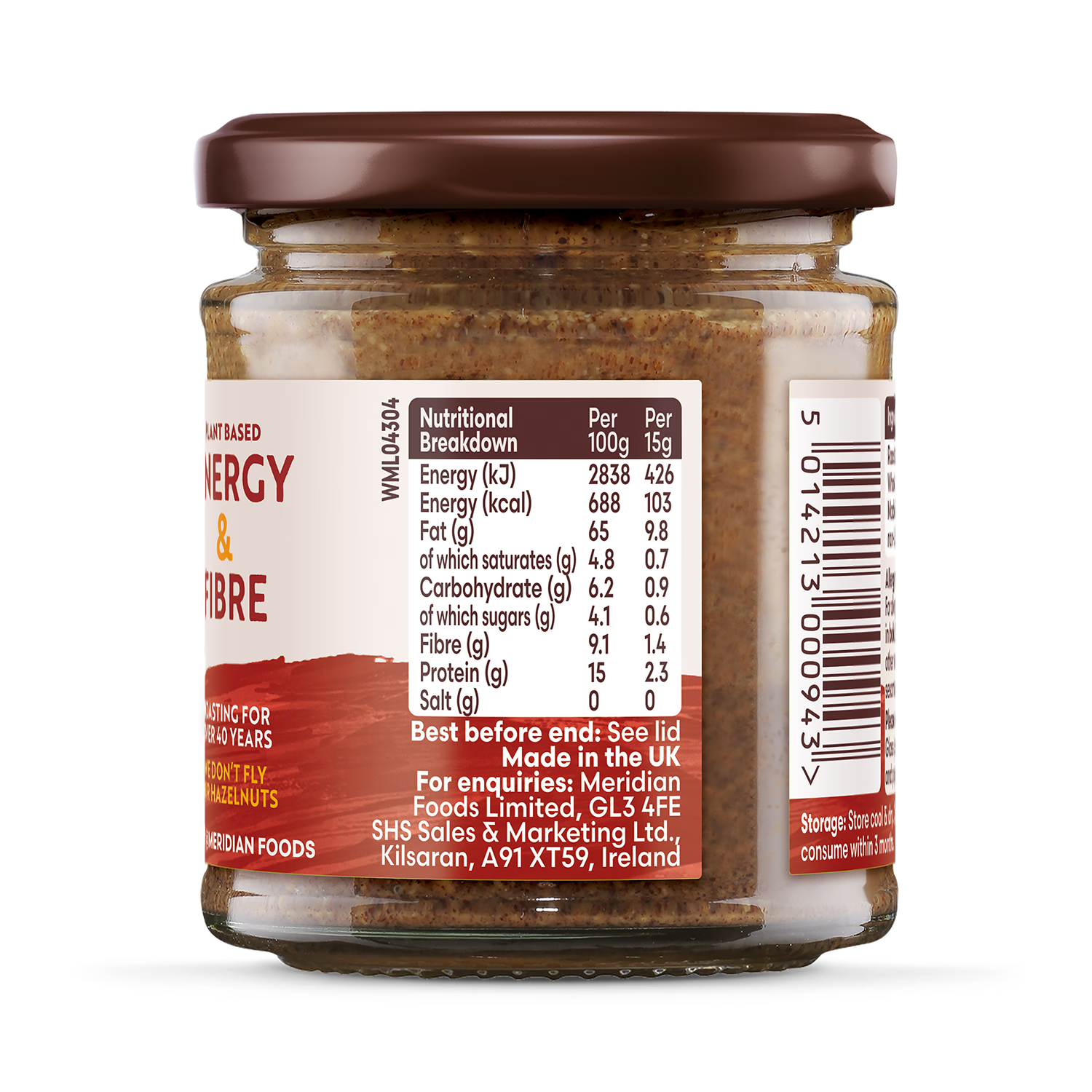 Meridian Hazelnut Butter Whole Nut Spread 170g, imported from the UK